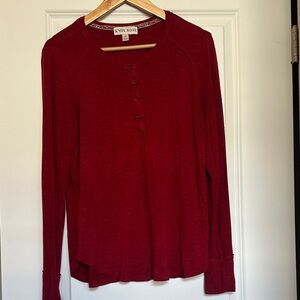 Knox Rose Women's Deep Red Long Sleeve Henley Top Size M